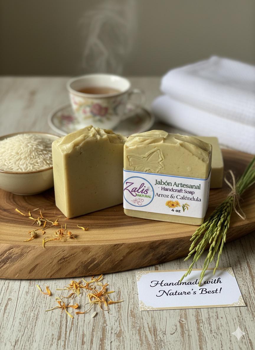 Luminous | Jabón artesanal de Arroz y Caléndula | Hidratante, Calmante y Natural para Piel Sensible – Zalis Natural